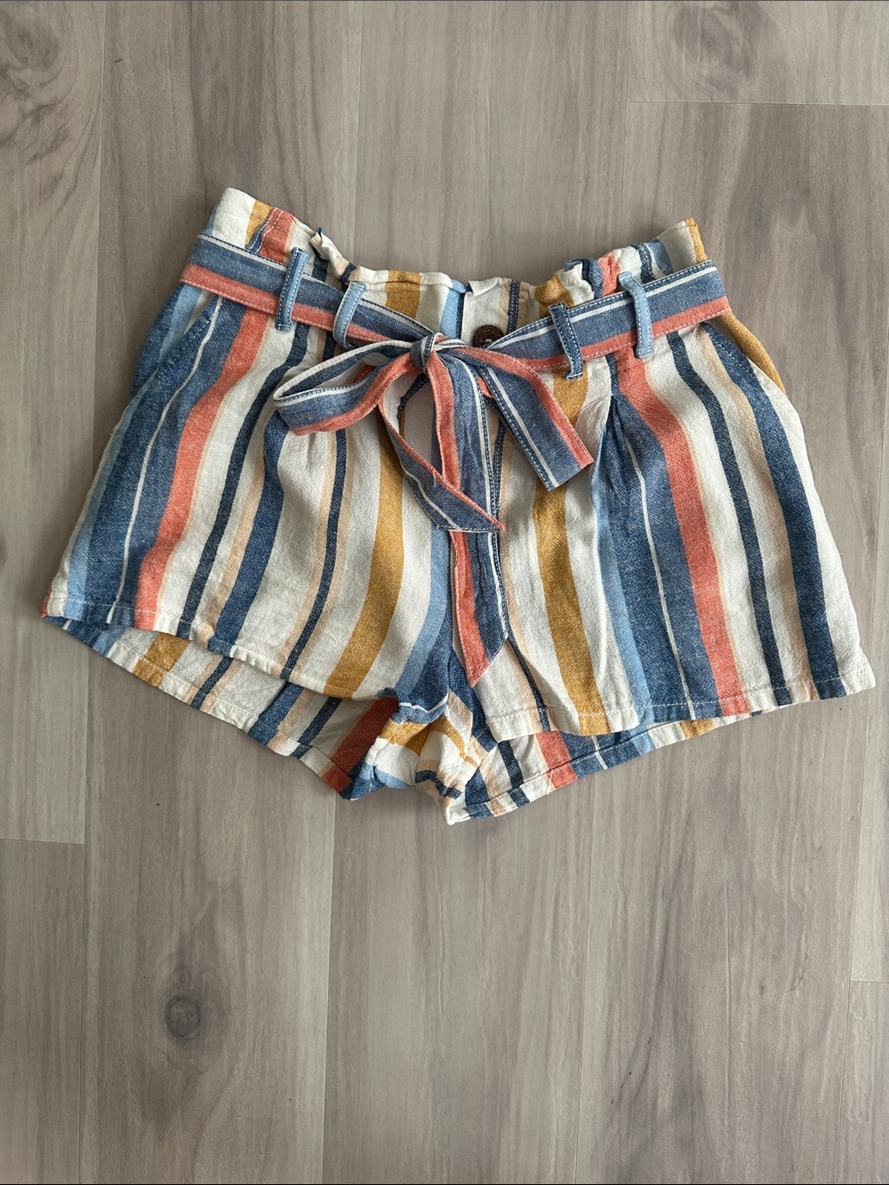 4/$20 Striped Paperbag Waist Tie Shorts - Multicolor